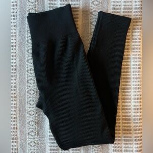 Ambiance Black Ribbed Leggings